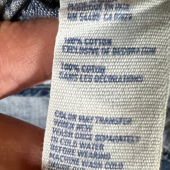 American Eagle Ombre Blue Denim Shirt Western Pearl Snap Faded Mens Large - Picture 8 of 9